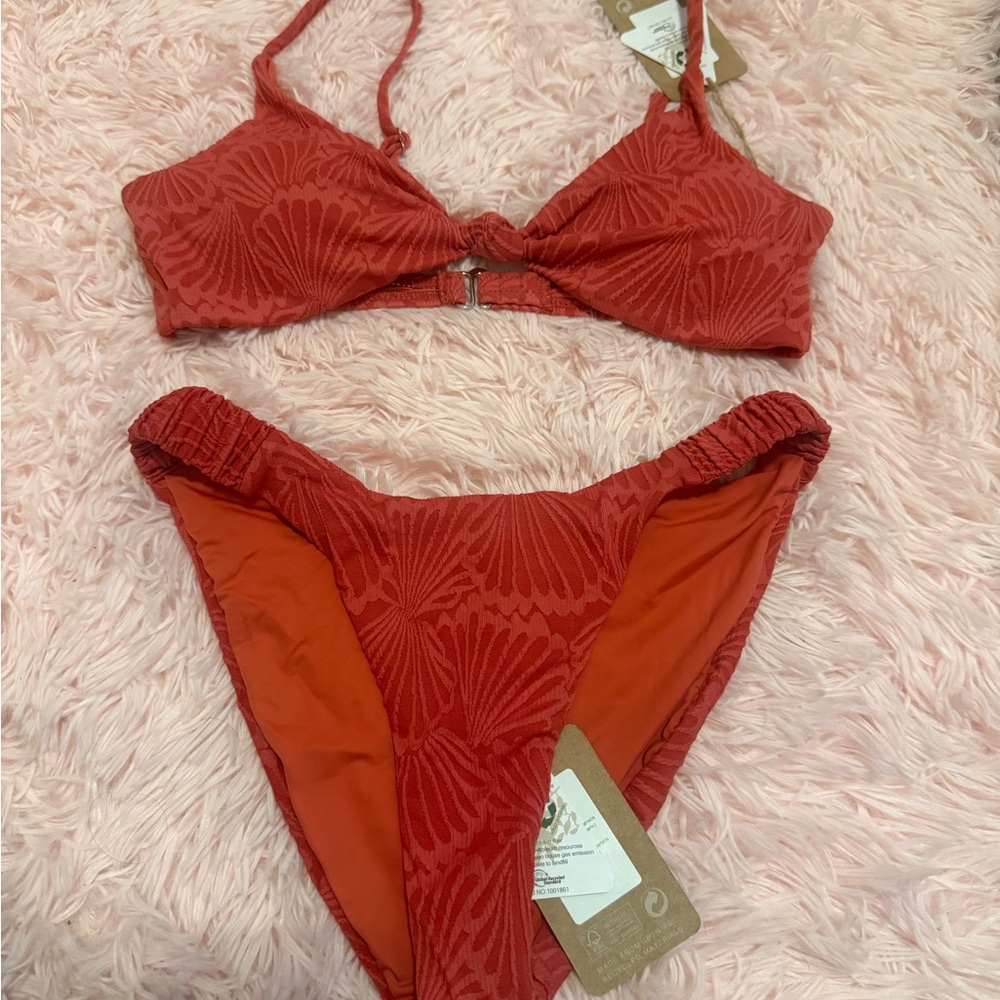 Women’s Red Textured Bikini Set